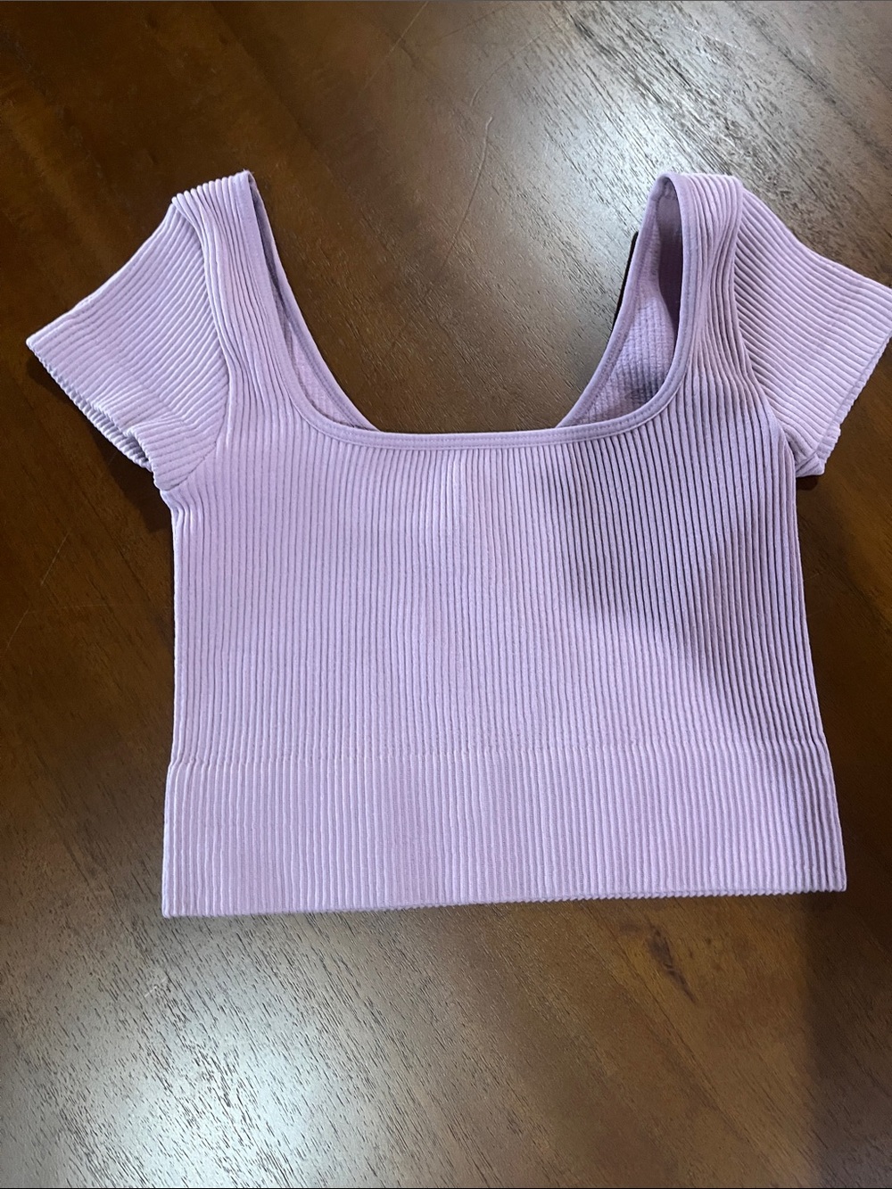 Ribbed Square-Neck Crop Top - Lavender